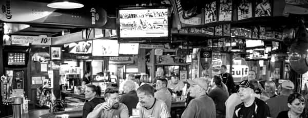 black and white picture of bar