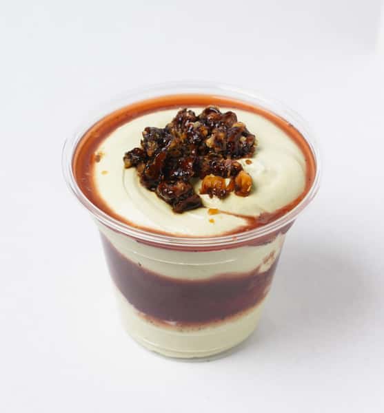 Matcha Yogurt w/Strawberry Compote and Molasses Walnuts