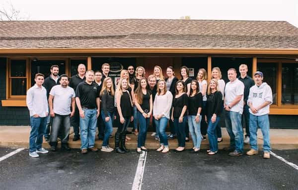 The crew in front of the restaurant