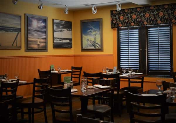 The inside seating of Blackbird's Grille
