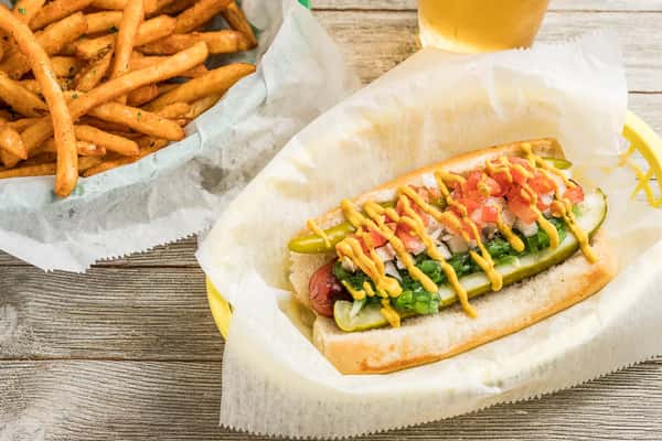 Chicago Dogs Fries and Beer