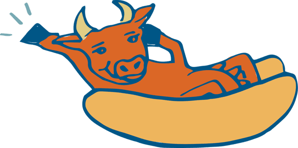 beef bull on hotdog