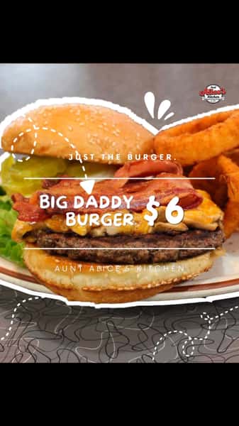The Big Daddy Burger. 8 ounces, bacon, melted cheese, mushrooms, lettuce, tomato, onion, pickle, onion rings on the side. $16.

Not the challenge. Just the burger.

Walk in. We’re holding your booth.

#BigDaddyBurger #LongmontCO #BurgerLongmont #ColoradoFoodie #LongmontEats