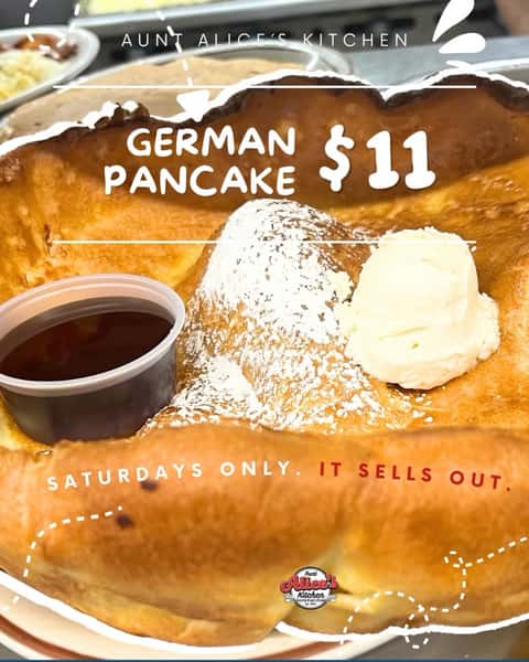 It’s National Pancake Day, and Saturday’s the only day we make the German Pancake. $11, baked in the oven so it puffs up like a bowl, powdered sugar and whipped butter in the center.
Free pie tonight after 4, too.
Walk in. It sells out, so come early.
Hashtags: #NationalPancakeDay #GermanPancake #FreePieSaturday #LongmontCO #BreakfastLongmont