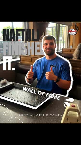 Naftali Zeilinger did it. 96 ounces, gone, in under an hour. Eggs, bacon, onions, tomatoes, potatoes, peppers, cheese, homemade green chile, and one very empty plate to prove it.

Free meal. Free T-shirt. His spot on the Wall of Fame, permanently.

Who’s coming for theirs?

#BigDaddyChallenge #LongmontCO #FoodChallenge #WallOfFame #LongmontEats