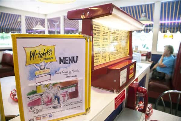 Interior shot of the restaurant's menu
