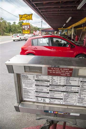 Outdoor shot of Wright's Dairy Rite's menu
