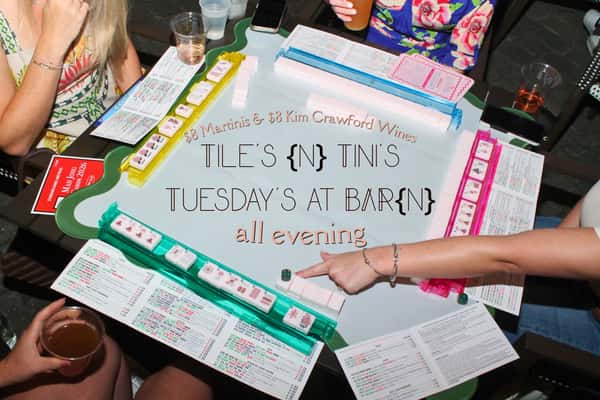 🀄️Tiles {n} Tinis Tuesday🍸 Inside BAR{n} & Out in the Courtyard

🎲Open Play Mah Jong, $8 Martini Specials, $8 @kimcrawfordwine & giveaways from KC to a lucky player 🎁

Come play tonight & every Tuesday at BAR{n} Booze {n} Bites • 5521 Chamblee Dunwoody Rd

#funwoody #dunwoody #mahjong #summertimefuntime