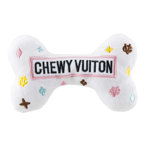 White Chewy Vuiton Bone Toy Size: Large