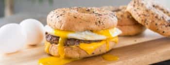 Sausage, Eggs, and Cheese on a roll