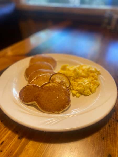 Dollar Size Pancakes (5) and One Egg