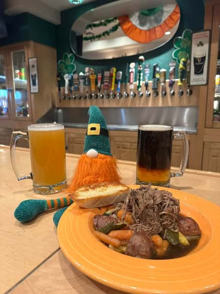 beers and meat dish