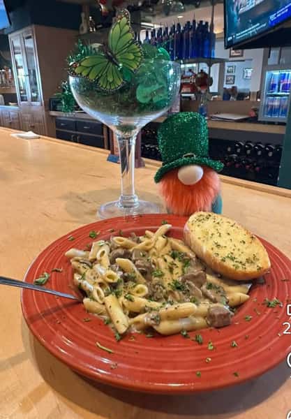 pasta and cocktail