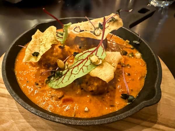 Asparagus Kofta dish at Indus