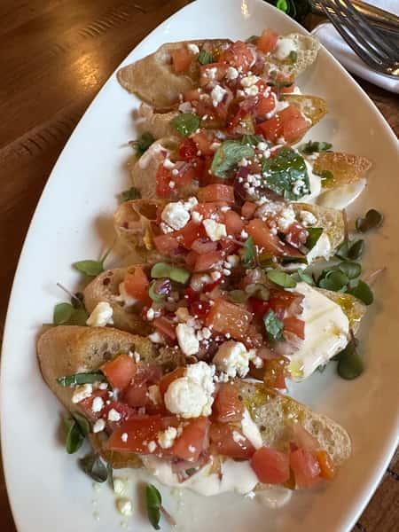 Amazing bruschetta served with an assortment of delicious toppings