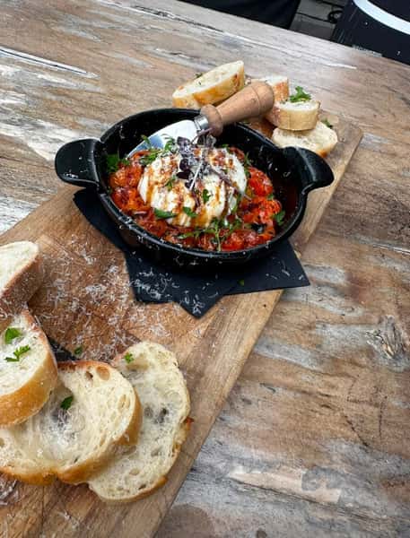 Special- Pesto Stuffed Burrata and Roasted Tomatoes