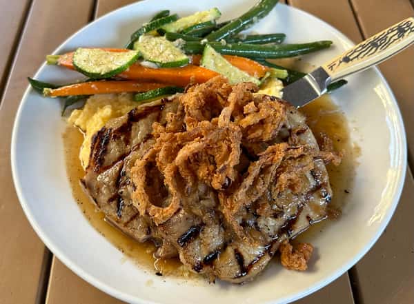 Pork Chops with Cheesy Grits