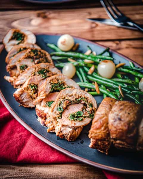 Spinach, Garlic & Sundried Tomato Stuffed Pork Tenderloin