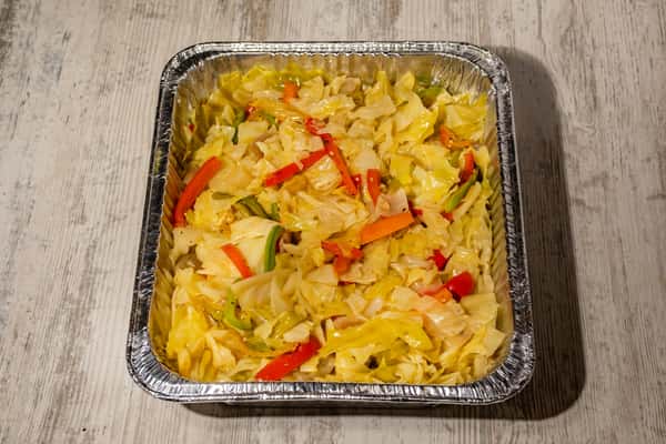 Steamed Cabbage and Red Peppers & Onions