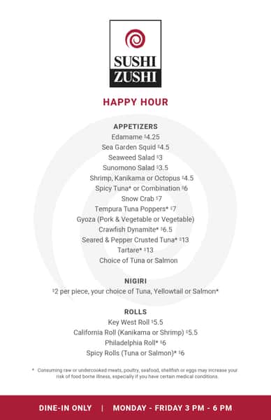 Happy Hour Sushi Zushi Happy Hour Sushi Zushi