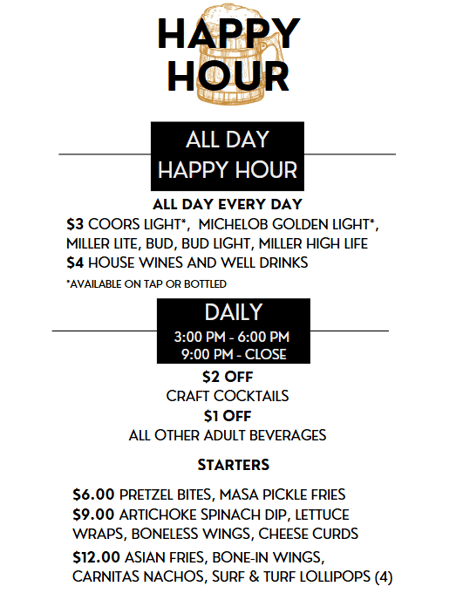 Description of Happy Hour Specials