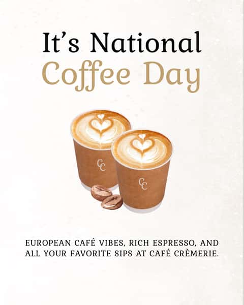 ☕🤎 HAPPY NATIONAL COFFEE DAY, CHICAGO!
Today calls for good coffee, great company, and absolutely no reason to say no to another cup. ✨
Whether you’re grabbing your morning latte, catching up with a friend, powering through the workday, or making coffee the reason for the meet-up, there’s always a good excuse to stop by Café Crèmerie.
Hot, iced, sweet, strong… however you take it, we’ll see you at the café.☕🥐🤎
📍 River North
📍 Fulton Market
Come celebrate National Coffee Day with us!
.
.
.
#CaféCrèmerie #NationalCoffeeDay #RiverNorth #FultonMarket #TheSweetLife