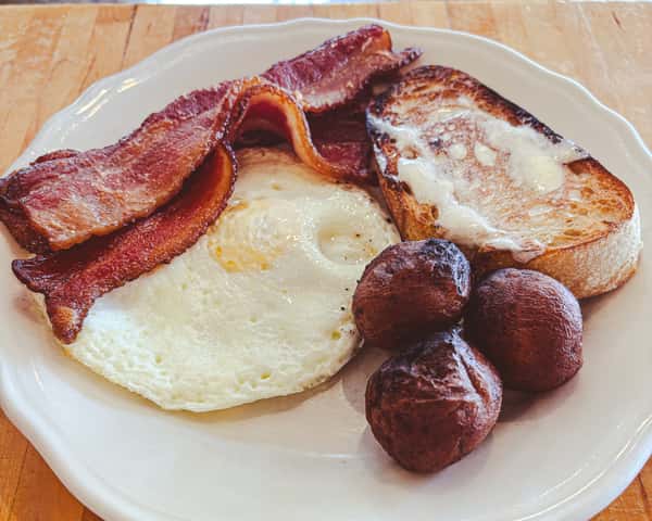 Eggs, Meat and Toast