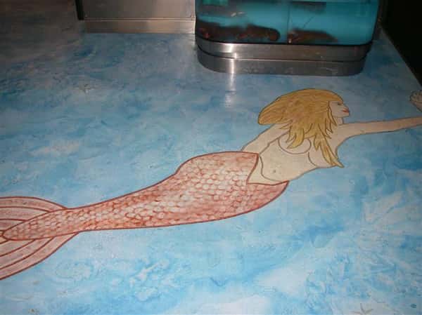 a mermaid decor item inside the restaurant