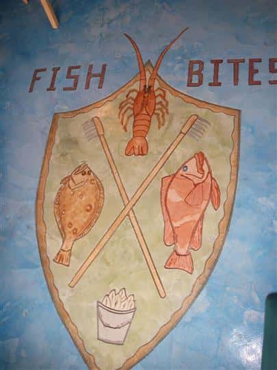restaurant decor of the fish bites logo