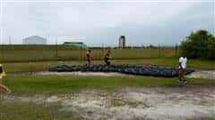 landscape shot of people completing the race