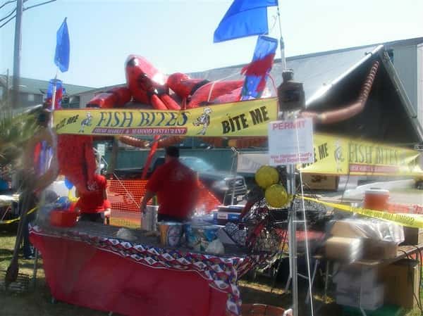 The fish bites station outside at a festival