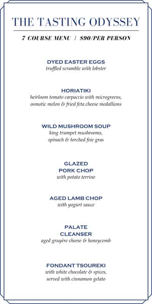 Easter Menu Chicago Tasting menu Steakhouse