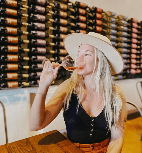 woman drinking glass of wine