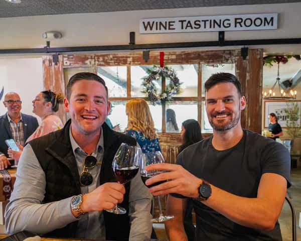 Men wine tasting
