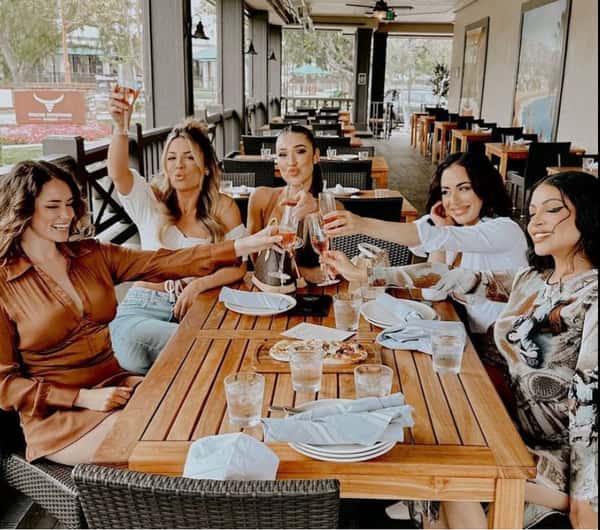 Group of friends toasting with wine