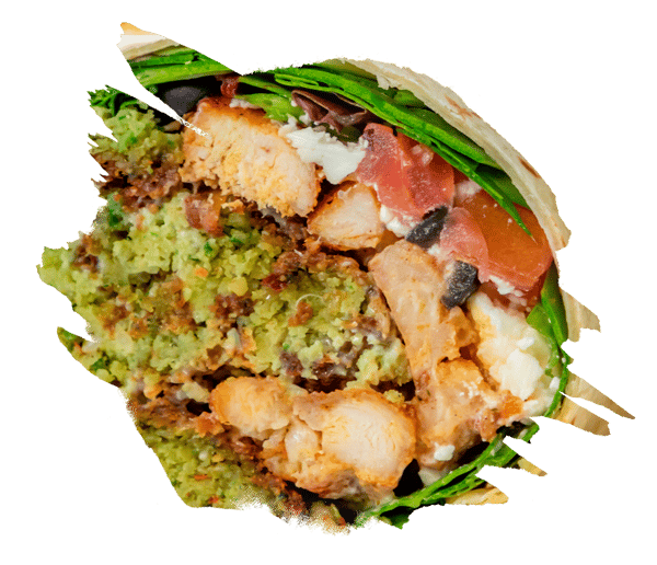Falafel And Chicken Shawarma Fusion Burrito