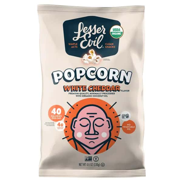 LesserEvil Organic Popcorn White Cheddar