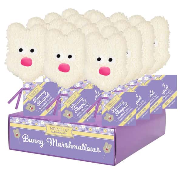 Melville Candy Co. White Chocolate Bunny Marshmallow Pops with White Sprinkles