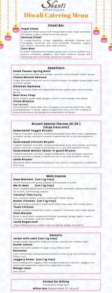 2026 diwali menu