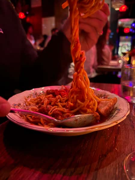 house made spaghetti from cocktail bar in OTR