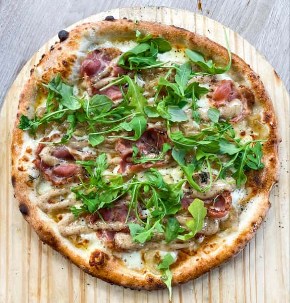 Preserved Fig, Pancetta, and Blue Cheese Pizza