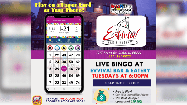 Free N' Fun Bar Bingo Tuesdays @ Evviva! Lisle - Evviva! Bar & Eatery ...