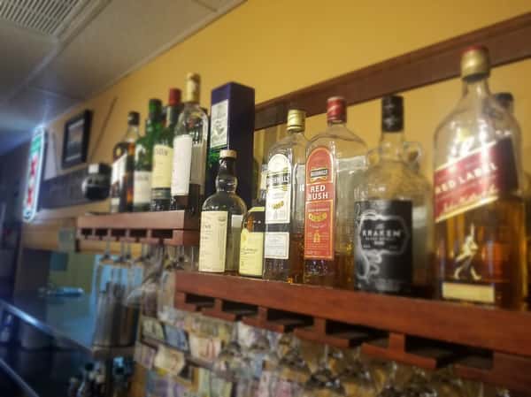 bottles of liquor on a shelf