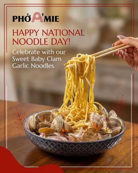 National Noodle Day calls for a serious noodle situation. 🍜🦪
Our Sweet Baby Clam with Garlic Noodle brings shell-on clams, sweet savory sauce, garlic noodles, and fresh parsley to the table. 🧄✨
Noodle day? We know what we're doing. 🥢