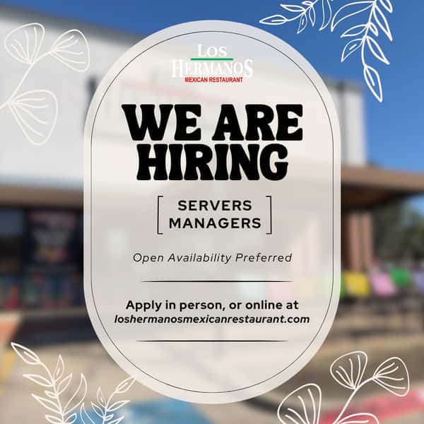 📍 Seagoville location
We are looking for servers and managers to join our team! Experience is not required, but preferred. Open availability. 18+ only.
Apply in person, or online at loshermanosmexicanrestaurant.com/join-our-team