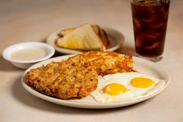 CHICKEN FRIED STEAK W/2 EGGS