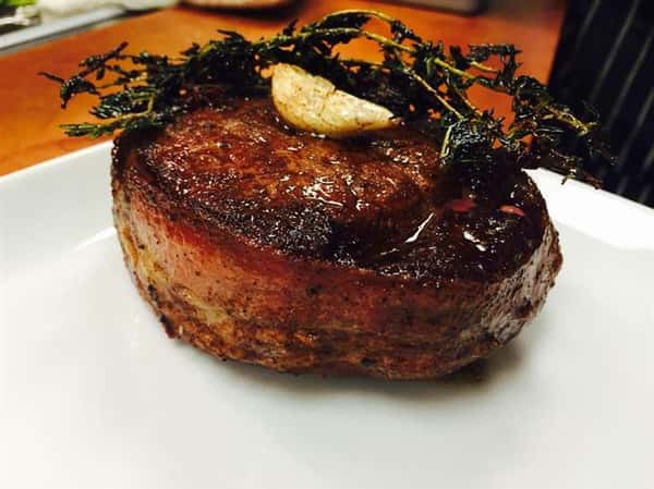 Steak with garnish