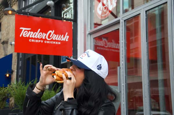customer eating outside
