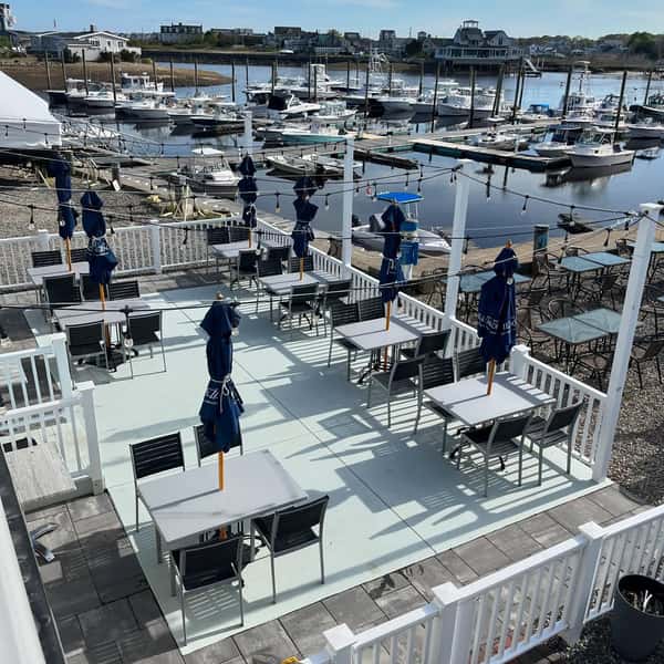 Tables on the outside on the Deck