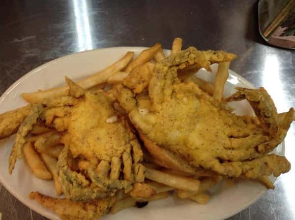 fried crab with a side of french fries